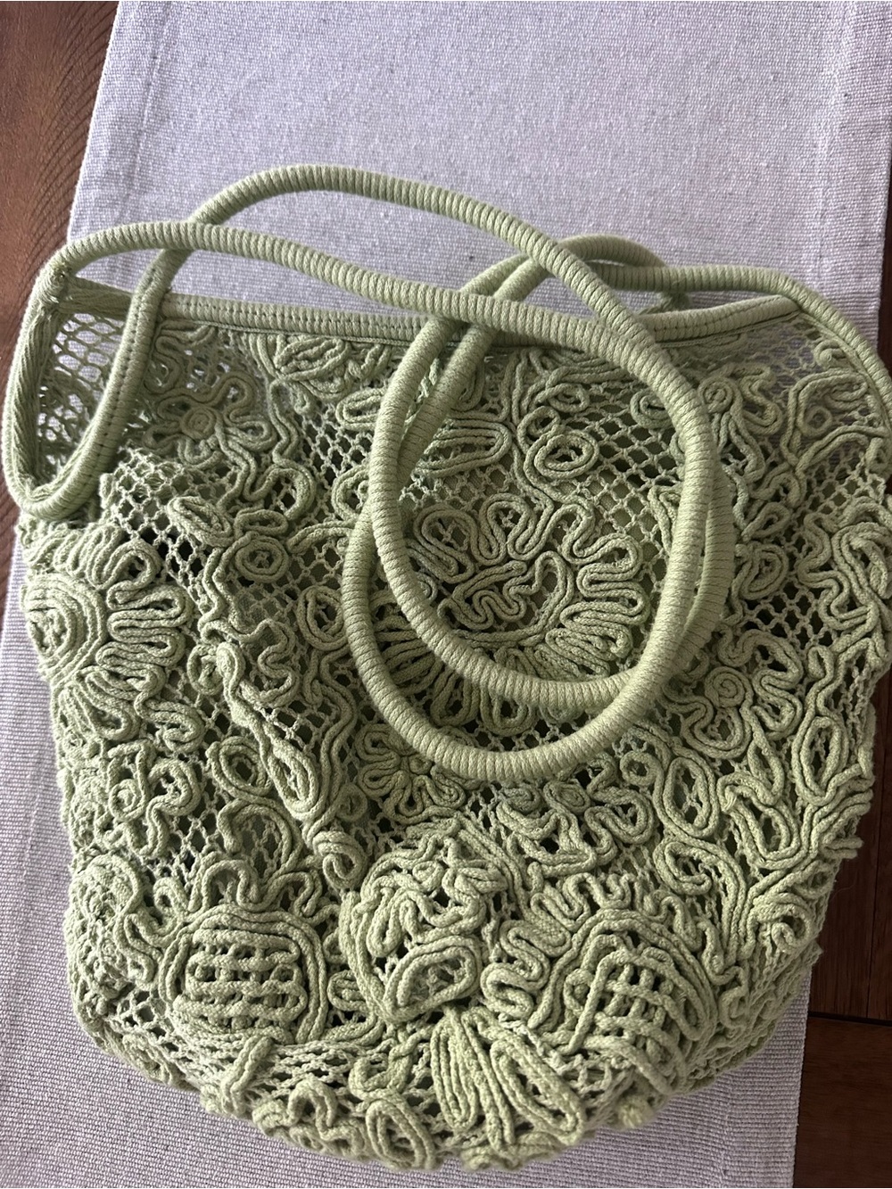 Zara Light Green Crochet Shoulder Bag
